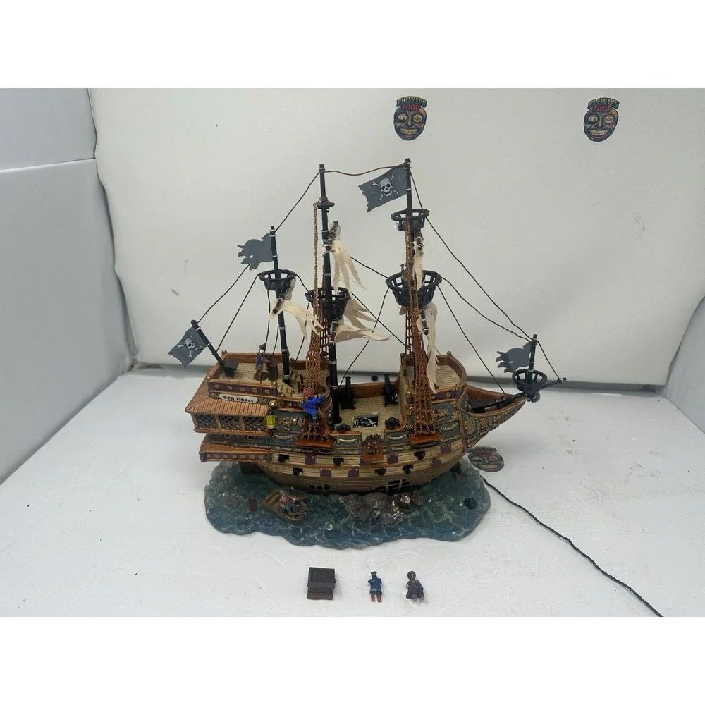 Lemax Spooky Town Galleon Pirate Ship WORKS  NEEDS MINOR  REPAIR  34760 Vtg